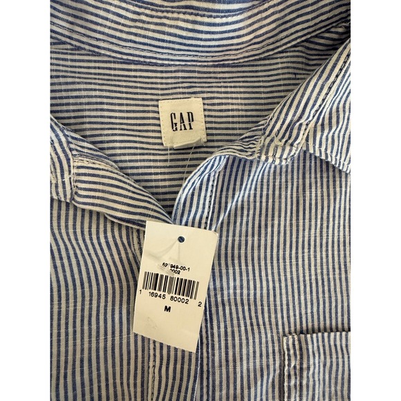 Gap Womens BF Popover Blue White Striped Cotton Shirt M 527949-00-1 HO-18/SB2 - Picture 2 of 9